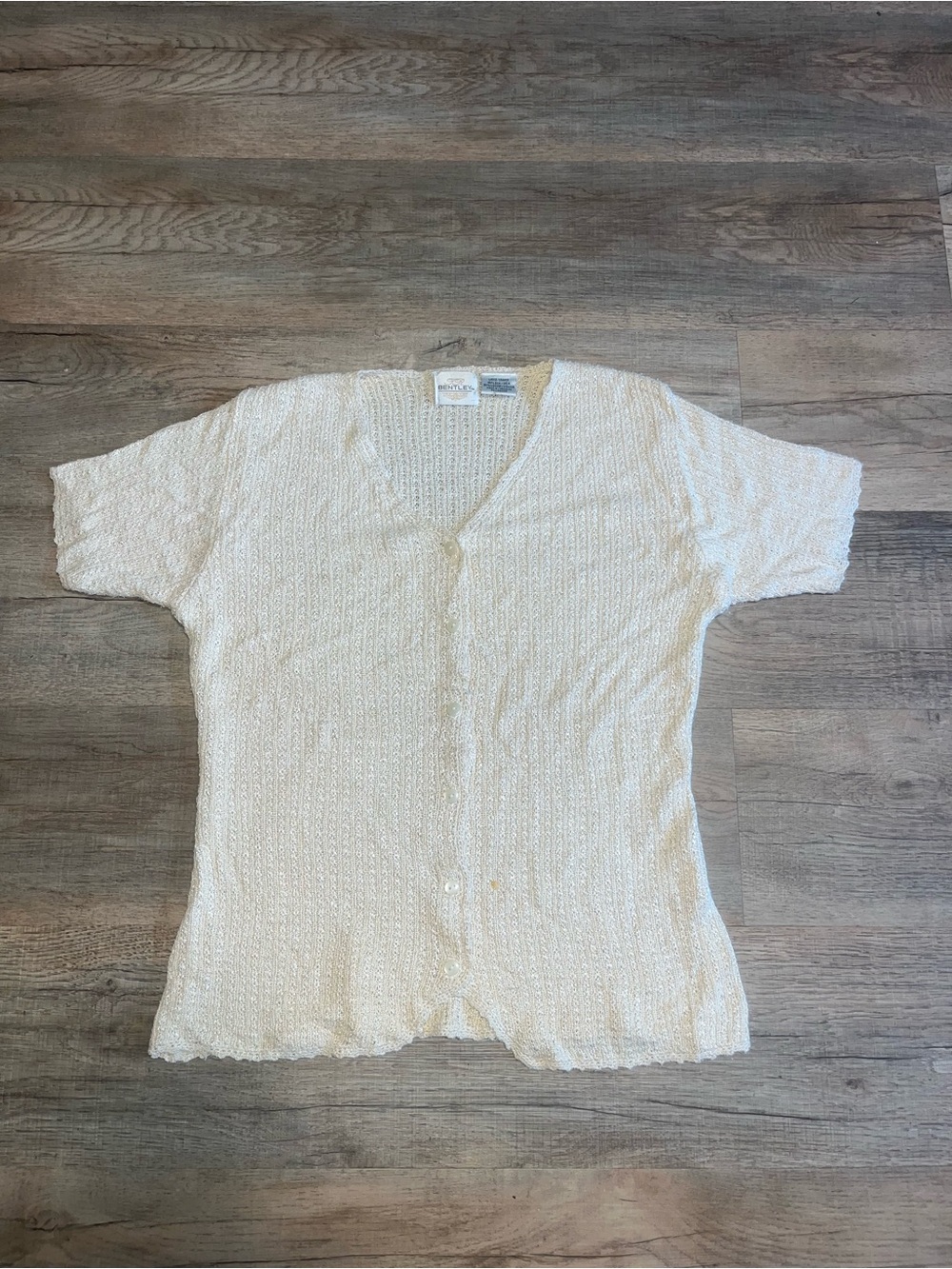 Silk Cream Knit Button-Front Women's Top